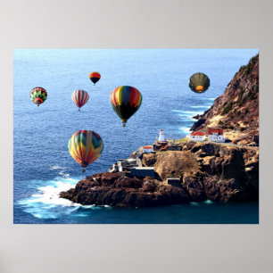 28" x 20", Poster de valeur Papier Hotair Balloons