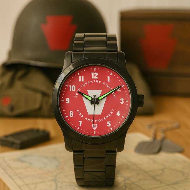 28th Infantry Division "Fire and Movement" Tribute Armbanduhr (28th Infantry Division "Fire and Movement" Tribute Watch Red Dial)