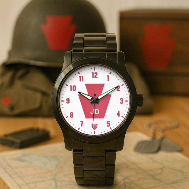 28th Infantry "Keystone" Division Personalized Armbanduhr (28th Infantry "Keystone" Division Personalized Black Stainless Steel Watch)