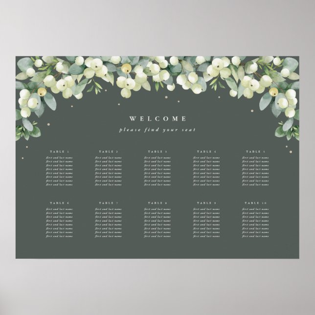 28x20" 10 Tische mit 8 Sitzen Chart Poster (Vorne)