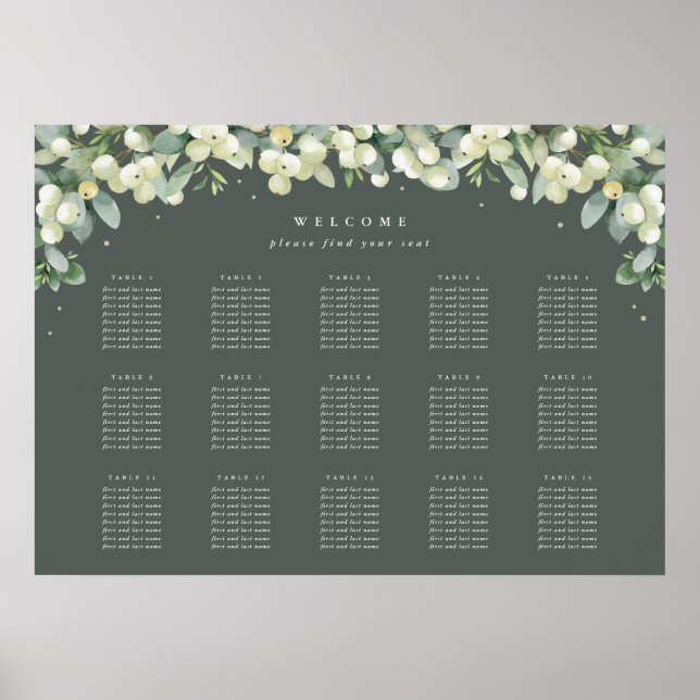 28x20" 15 Tabellen mit 8 Sitzen Chart Poster (Vorne)