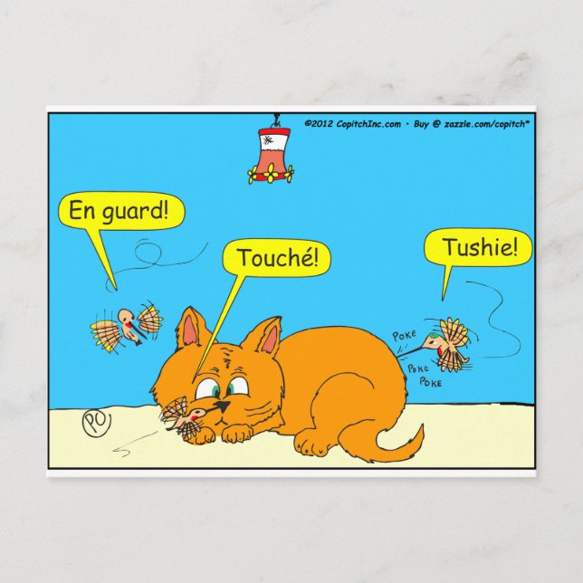 293 Kolibri-Cartoon Postkarte (Vorderseite)