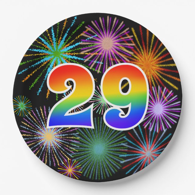 29. Event - Spaß, farbenfroh, kühl, Regenbogen 29 Pappteller (Vorderseite)