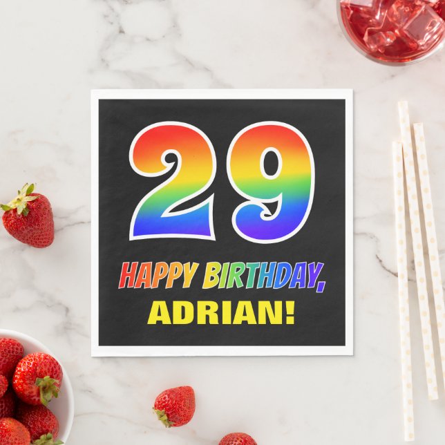 29. Geburtstag: Bold, Fun, Simple, Rainbow 29 Serviette (Beispiel)