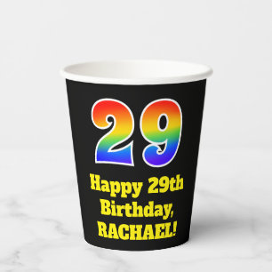 29. Geburtstag: Farbenfroh, Spaß, Spannung, Regenb Pappbecher