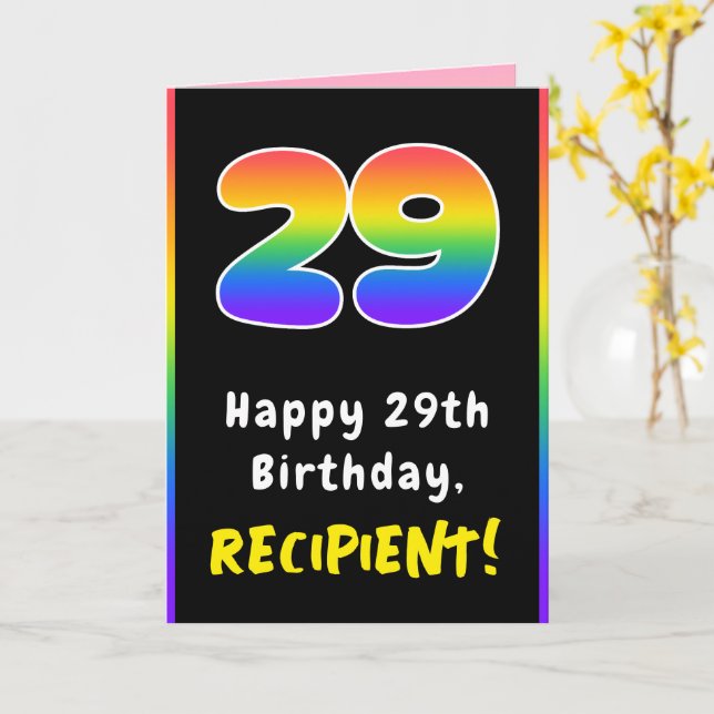 29. Geburtstag: Farbiger Regenbogen # 29, Individu Karte (Gelbe Blume)