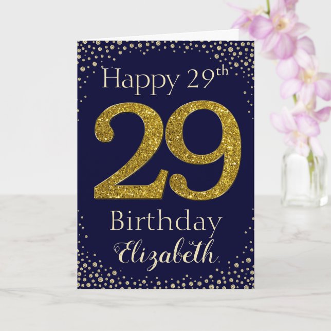 29. Geburtstag Golden Glitzer Card Karte (Orchidee)