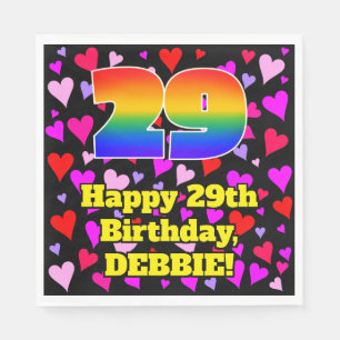 29. Geburtstag: Loving Hearts Pattern, Regenbogen  Serviette