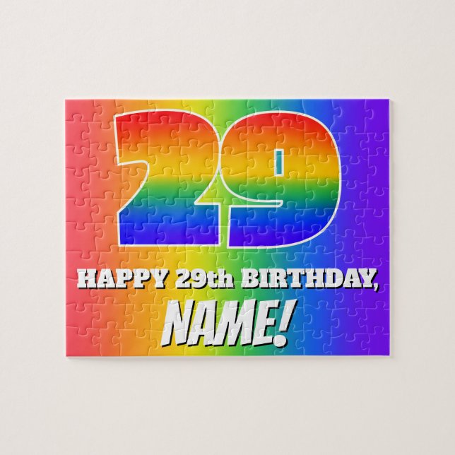 29. Geburtstag — mehrfarbiges Regenbogenmuster "29 (Horizontal)