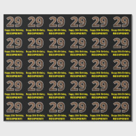 29. Geburtstag: Name & Imitate HolzkörnPattern "29 Geschenkpapier