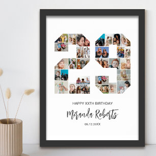 29. Geburtstag Nr. 29 Custom Foto Collage Poster