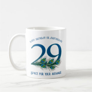 29. Geburtstag oder Jubiläum Pfauenfeder Kaffeetasse