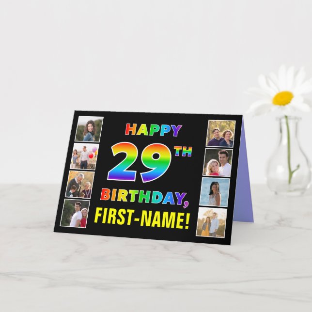 29. Geburtstag: Regenbogentext, benutzerdefinierte Karte (Kleine Pflanze)