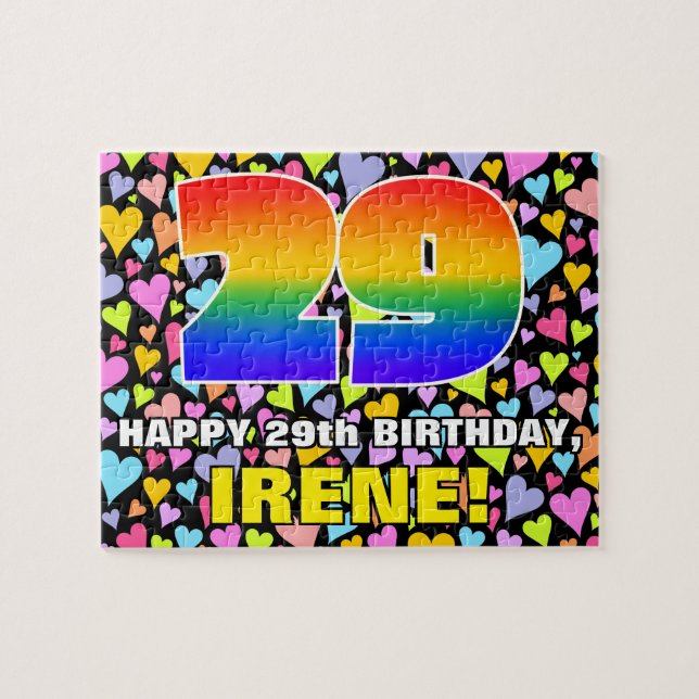 29. Geburtstag — Spaß, Liebende Herzformen + "29" (Horizontal)