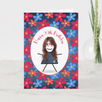 29. Geburtstag Strichfigur-Mädchen und Daisies auf