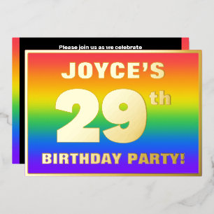 29. Geburtstagsparty: Spaß, farbenfrohe Regenbogen Folieneinladung
