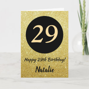 29. Happy Birthday Black and Gold Glitzer Card Karte