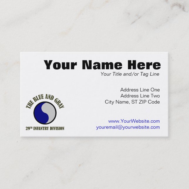 29. Infanteriedivision Visitenkarte (Vorderseite)