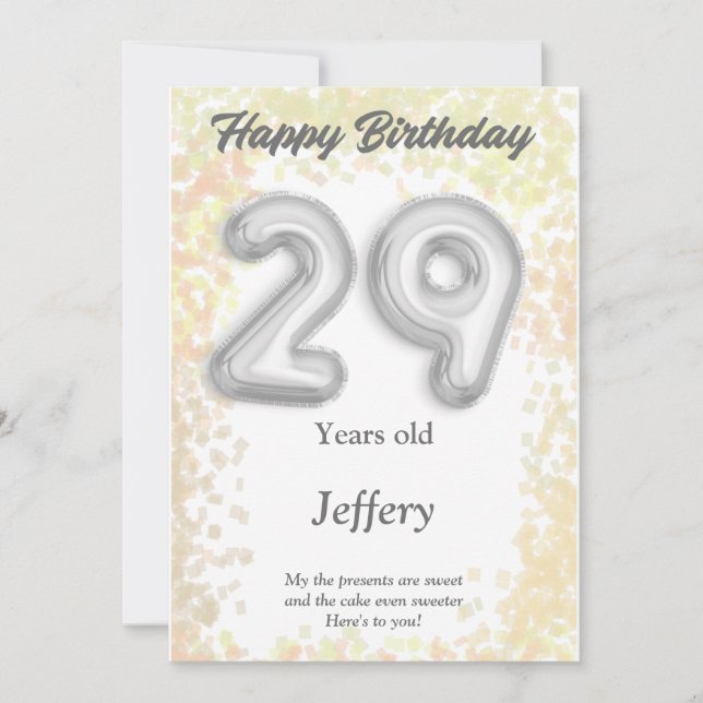 29 Jahre alte Happy Birthday Card (Vorderseite)