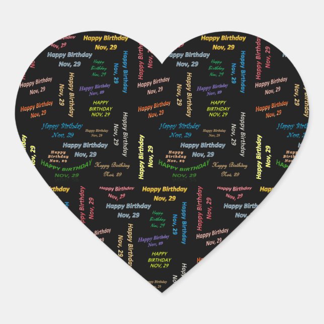 29. November Herz-Aufkleber (Vorderseite)