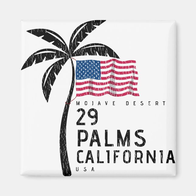 29 Palms California American Flag Palm Tree Magnet (Vorne)