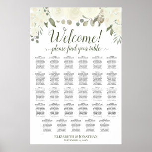 29 Tisch Elfenbein Weiße Rosen Hochzeit Sitzordnun Poster