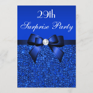 29. Überraschungs-Party-königliches Blau-Sequins Einladung