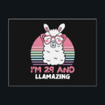 29 Year Old Bday Llamazing 29th Birthday Llama Postkarte<br><div class="desc">Retro Vintage Style Birthday Gift Design Perfect To Pair With Shorts,  Leggings Or Jeans For A Casual Yet Trendy Look. Humorous Funny Humor Birthday Gift Outfit For Family Member,  Loved One Or Yourself. Matches Loads Of Clothes. GET YOURS TODAY!</div>