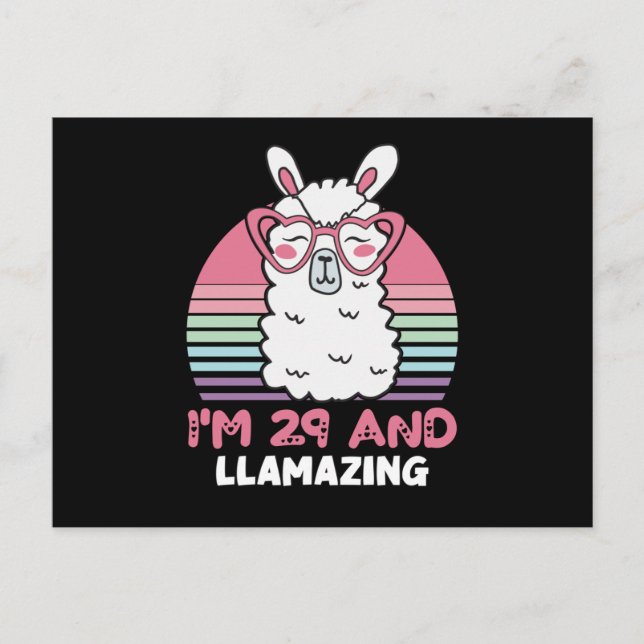 29 Year Old Bday Llamazing 29th Birthday Llama Postkarte (Vorderseite)