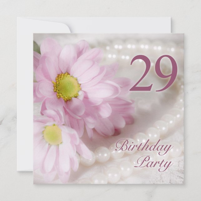 29e anniversaire invitation avec marguerites (Devant)