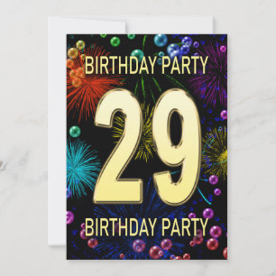 29e anniversaire Invitation fête feux d'artifice