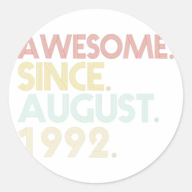 29th Birthday - 29 Years Old Awesome Since August  Runder Aufkleber (Vorderseite)