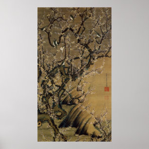 2. 梅 花 小 図, 若 Pflaumenblüten und kleine Vögel, Jak Poster