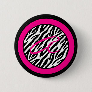 2,25" Tasten Monogramm Hot Pink Zebra Animal Print Button