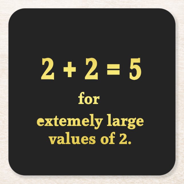 2 + 2 = 5  Lustiger Mathe-Witz Rechteckiger Pappuntersetzer (Vorderseite)