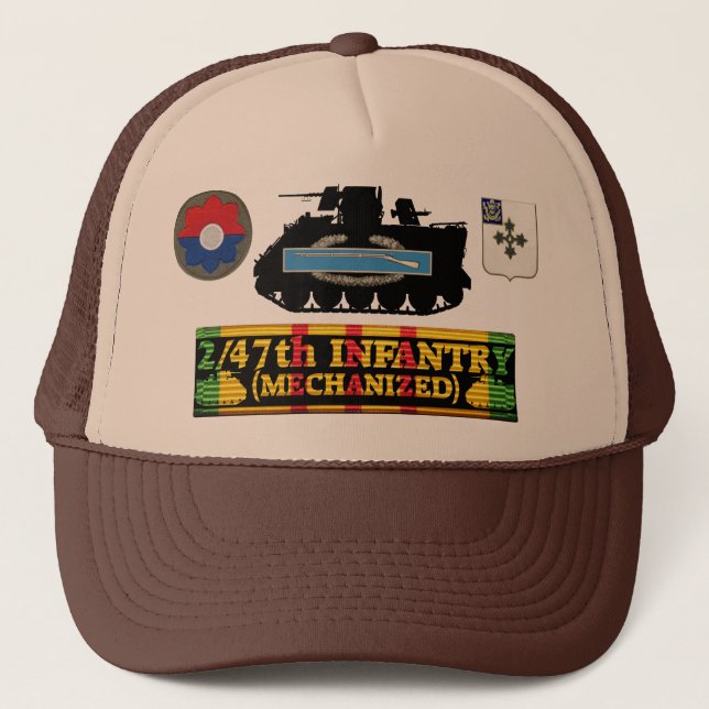2/47th Inf. (Mech) M113, CIB u. Insignie-Hut Truckerkappe (Vorderseite)