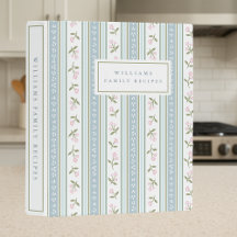Classeur de recettes à rayures florales personnali