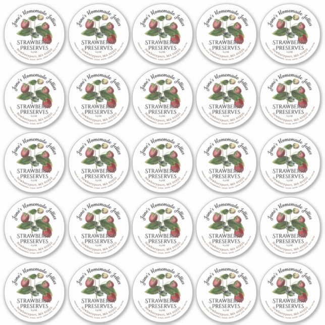 2,5" Strawberry Jam Jar Label und Mason-ID-Label (Vorderseite)