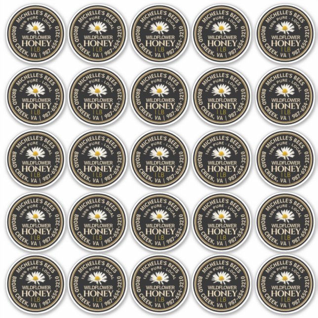 2,5" Vinyl Waterproof Honey Label mit Daisy (Vorderseite)