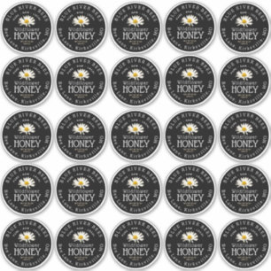 2,5" White Daisy Mason Jar Black Waterproof Label