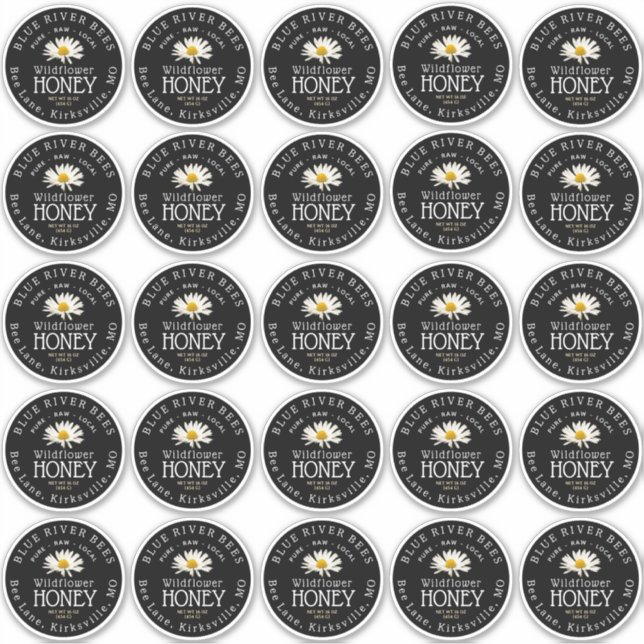 2,5" White Daisy Mason Jar Black Waterproof Label (Vorderseite)