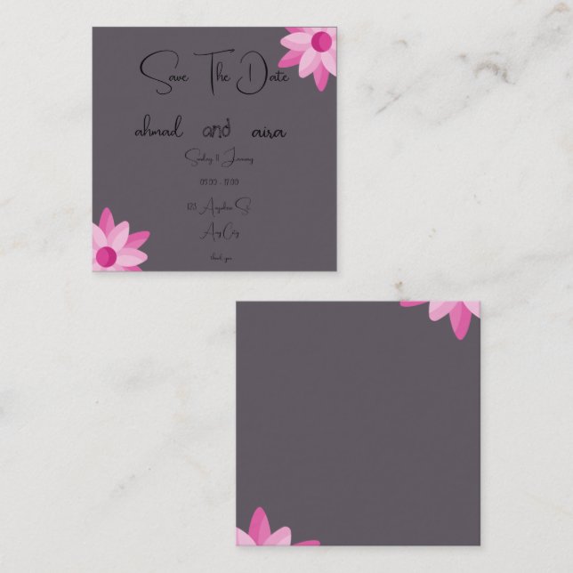 2,5" x 2,5" Umschließkarte - Elegant anpassbar Begleitkarte (Vorne/Hinten)