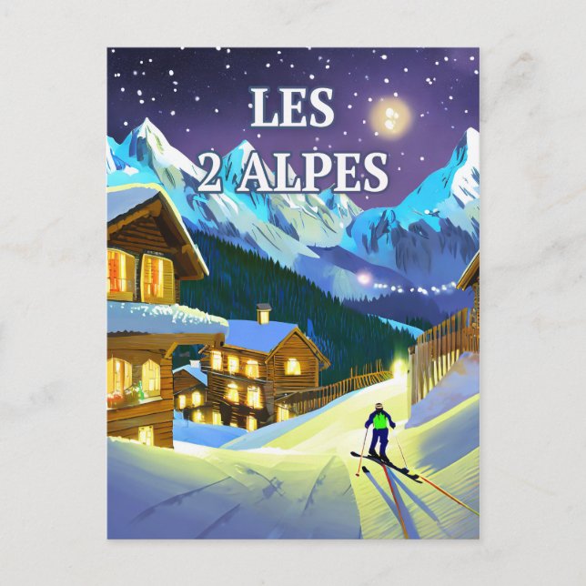 2 Alpen: Glanz Montagnard, Winterabenteuer Postkarte (Vorderseite)