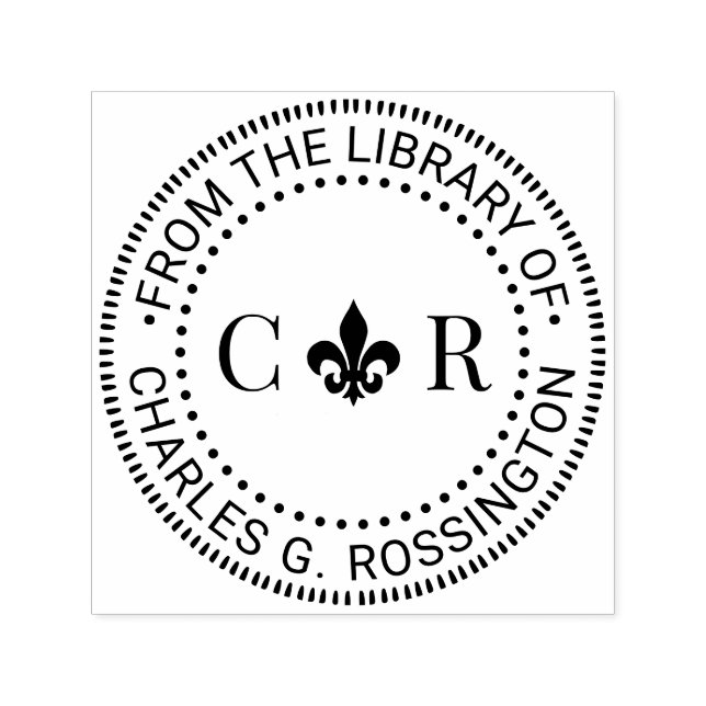 2 Anfangsmonogramm Fleur de Lis Bibliotheksbuchnam Permastempel (Design)