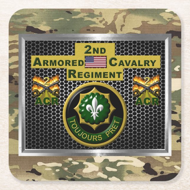 2. Armored Cavalry Regiment "Always Ready" Rechteckiger Pappuntersetzer (Vorderseite)