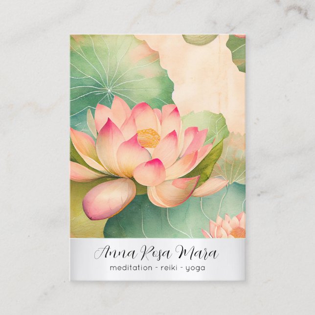 *~* 2 Art Lotus   FOTO Natur Blumen QR AP67 Visitenkarte (Vorderseite)
