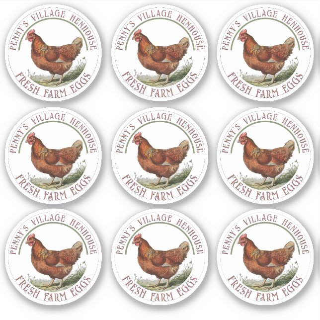 2" Aufkleber aus Ei aus Kunststoff mit Hen (Vorderseite)