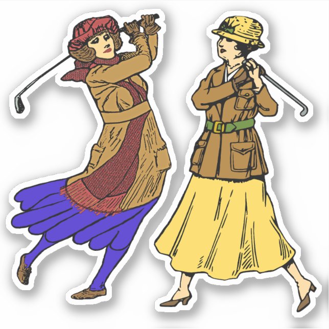 2 Aufkleber für Vintage Golfer (Vorderseite)