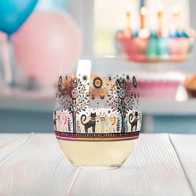 2 Augapfkatzen mit Piramiden Weinglas Ohne Stiel (Insitu (Baby Party))