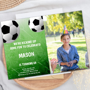 2 Balls Soccer Anniversaire Invitations avec photo